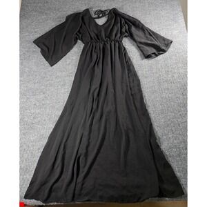 Adara Black Bell Sleeve Maxi Dress V-Neck Empire Waist Small AD6705 Boho